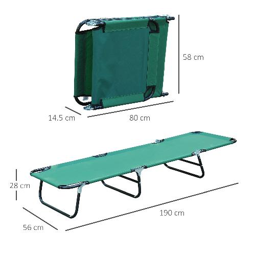 Outsunny-Sdraio-da-Giardino-Pieghevole-con-Schienale-Reclinabile-su-4-Posizioni-190x56x28cm-Verde