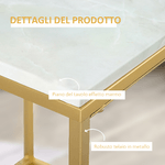 Outsunny-Tavolino-da-Caffe-per-Casa-e-Giardino-in-Metallo-con-Effetto-Marmo-40x40x50cm-Oro