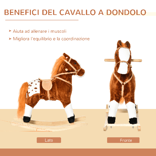 HOMCOM-Cavallo-a-Dondolo-in-Peluche-con-Suoni-per-Bambini-Marrone