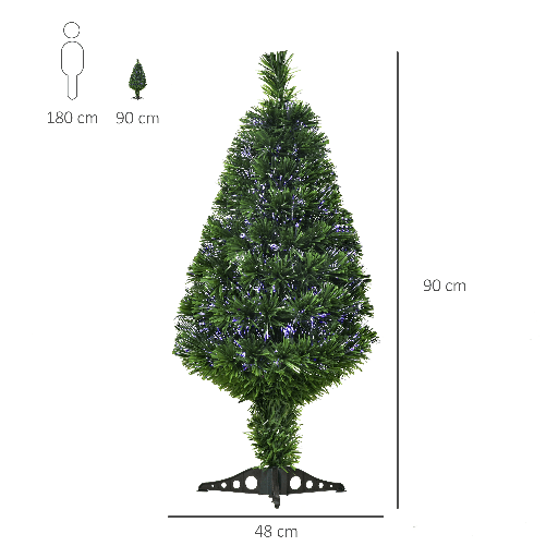 HOMCOM-Albero-di-Natale-Artificiale-con-90-Rami-in-PVC-e-Fibra-Ottica-90cm-Verde