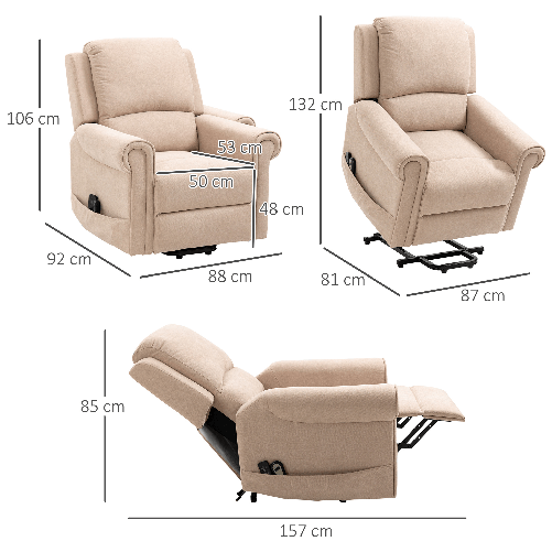 HOMCOM-Poltrona-Alzapersona-Reclinabile-fino-a-135°-con-Telecomando-Poggiapiedi-e-Seduta-Imbottita-88x92x106-cm-Marrone-Chiaro