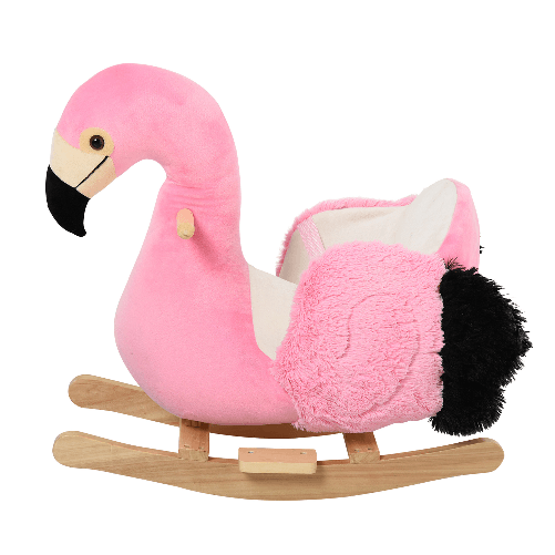 HOMCOM-Fenicottero-Dondolo-in-Legno-e-Peluche-Rosa