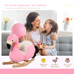 HOMCOM-Fenicottero-Dondolo-in-Legno-e-Peluche-Rosa