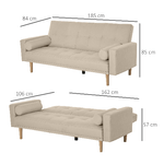 HOMCOM-Divano-Letto-3-Posti-con-Schienale-Regolabile-su-3-Livelli-2-Cuscini-e-Braccioli-Rimovibili-Beige-185x84x85cm