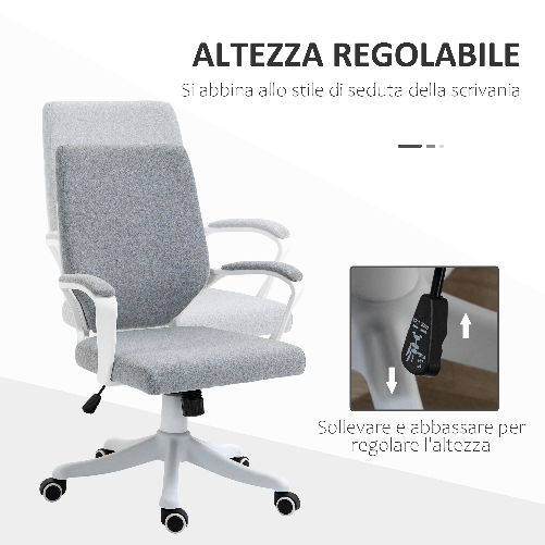 Vinsetto-Sedia-da-Ufficio-Ergonomica-con-Altezza-Regolabile-e-Funzione-Dondolo---Grigio