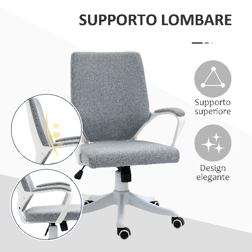 Vinsetto-Sedia-da-Ufficio-Ergonomica-con-Altezza-Regolabile-e-Funzione-Dondolo---Grigio