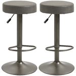 HOMCOM Set 2 Sgabelli da Bar Girevoli con Poggiapiedi e Altezza Regolabile, 35x36x64-85cm, Grigio