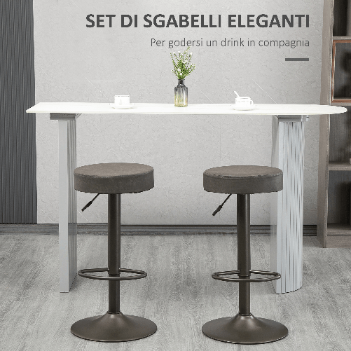 HOMCOM-Set-2-Sgabelli-da-Bar-Girevoli-con-Poggiapiedi-e-Altezza-Regolabile-35x36x64-85cm-Grigio