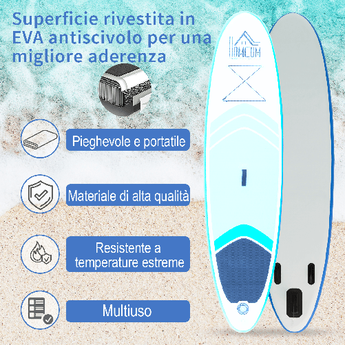 HOMCOM-Tavola-SUP-Gonfiabile-con-Accessori-Inclusi-Stand-Up-Paddle-per-Adulti-e-Teenager-305x80x15cm-Blu-e-Bianco