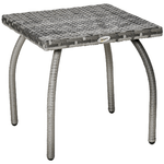 Outsunny Tavolino in Rattan Sintetico, Tavolino da Esterno Piccolo, per Giardino, Terrazzo Impermeabile Grigio 45x45x44cm