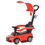 HOMCOM Macchina con Maniglione per Bambini, Licenza Mercedes, Tettuccio e Barre di Sicurezza Rimovibili, Rosso