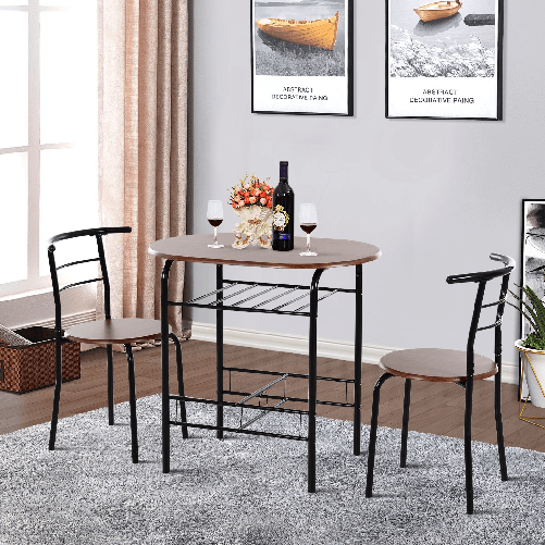 HOMCOM-Set-da-Pranzo-3-Pezzi-Tavolo-con-2-Sedie-Marrone-Legno-e-Nero