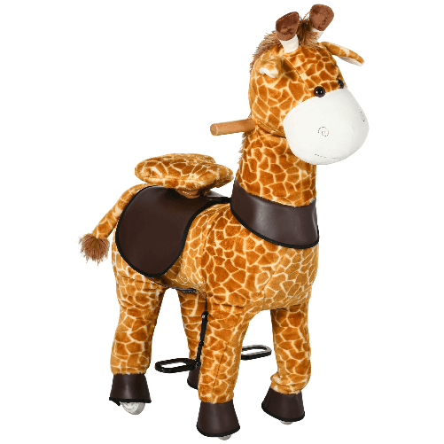 HOMCOM-Cavallo-a-Dondolo-con-Ruote-a-Forma-di-Giraffa-per-Bambini-da-3-6-Anni-70x32x87cm-Giallo