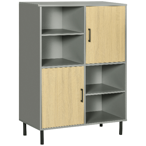 HOMCOM-Mobile-da-Cucina-Multiuso-con-4-Ripiani-Aperti-regolabili-e-2-Armadietti-in-Truciolato-80x38x1125cm