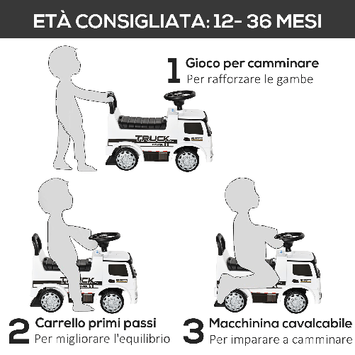 HOMCOM-Macchina-Mercedes-a-Spinta-per-Bambini-con-volante-Eta-12-36-Mesi-Bianco