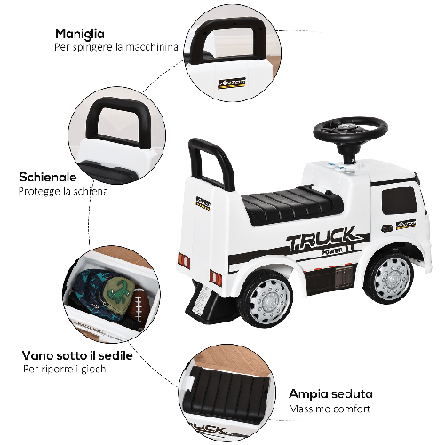 HOMCOM-Macchina-Mercedes-a-Spinta-per-Bambini-con-volante-Eta-12-36-Mesi-Bianco