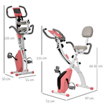 HOMCOM-Cyclette-Pieghevole-2-in-1-Resistenza-Magnetica-Regolabile-Bici-da-Fitness-con-Sensore-di-Frequenza-Cardiaca-Elastici-per-Braccia---Rosa