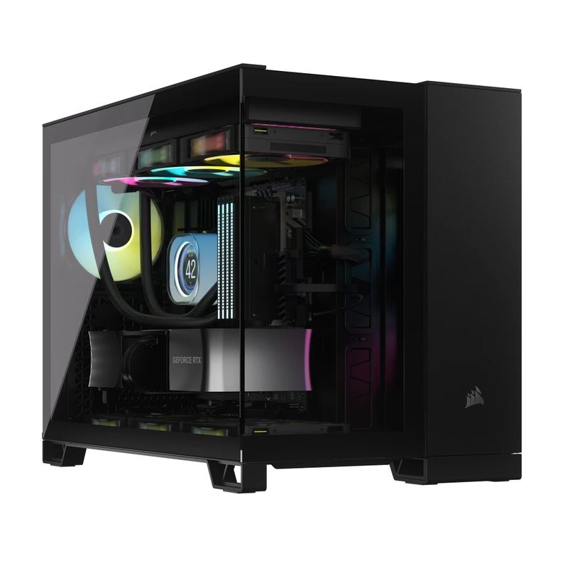 Corsair-2500X-RGB-Micro-Tower-Nero--Corsair-2500X-RGB-Dual-Chamber-Gaming-Case-w--Glass-Side---Front-Micro-ATX-2x-RGB-Fa