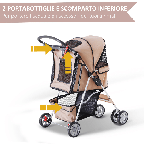 PawHut-Passeggino-per-Cani-Pieghevole-Carrello-per-Animali-Domestici-Caffe-75x45x97cm