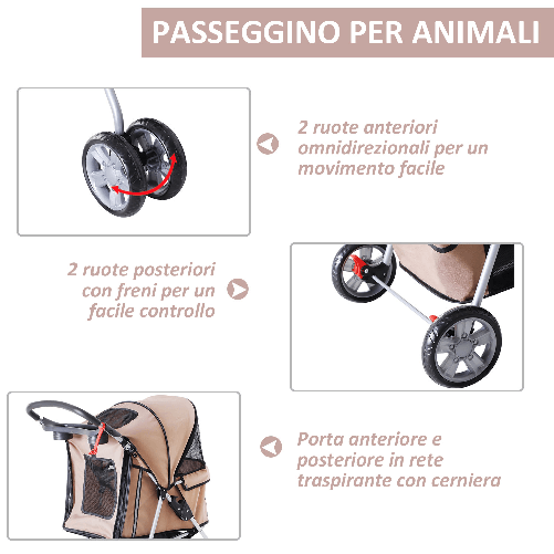 PawHut-Passeggino-per-Cani-Pieghevole-Carrello-per-Animali-Domestici-Caffe-75x45x97cm