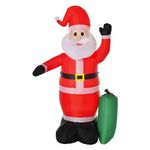 HOMCOM Babbo Natale Gonfiabile Luminoso 240cm con Sacchetto Regalo Luci LED Decorazione Natalizia