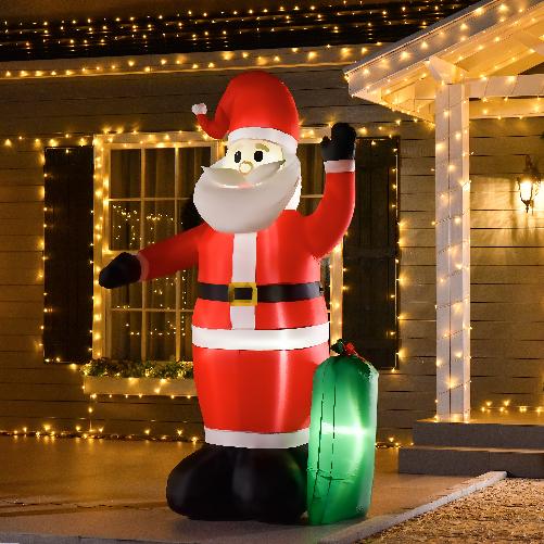 HOMCOM-Babbo-Natale-Gonfiabile-Luminoso-240cm-con-Sacchetto-Regalo-Luci-LED-Decorazione-Natalizia