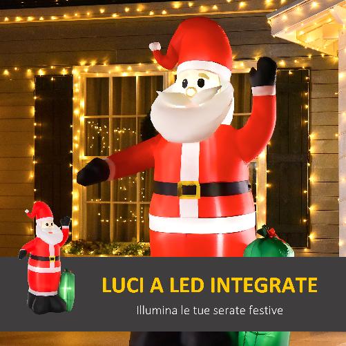 HOMCOM-Babbo-Natale-Gonfiabile-Luminoso-240cm-con-Sacchetto-Regalo-Luci-LED-Decorazione-Natalizia