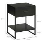 HOMCOM-Comodino-Moderno-Set-2-Pezzi-con-Cassetto-e-Ripiano-Aperto-per-Camera-da-Letto-e-Soggiorno-in-MDF-e-Acciaio-45x40x60cm-Nero