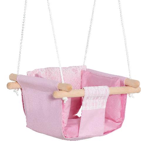 Outsunny-Seggiolino-Altalena-per-Bambini-in-Tessuto-e-Legno-con-Cuscino-40x40x180cm-Rosa