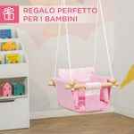 Outsunny-Seggiolino-Altalena-per-Bambini-in-Tessuto-e-Legno-con-Cuscino-40x40x180cm-Rosa