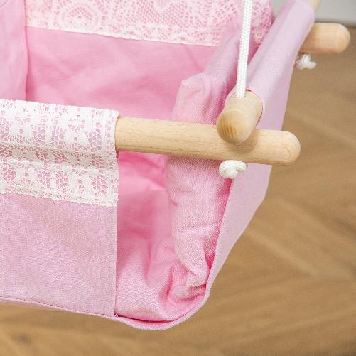 Outsunny-Seggiolino-Altalena-per-Bambini-in-Tessuto-e-Legno-con-Cuscino-40x40x180cm-Rosa