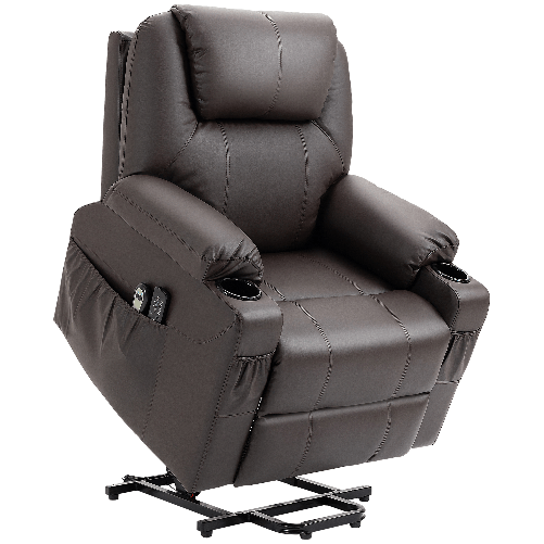 HOMCOM-Poltrona-Alzapersona-Reclinabile-fino-a-135°-con-Portabicchieri-Telecomando-e-Poggiapiedi-88x92x106-cm-Marrone