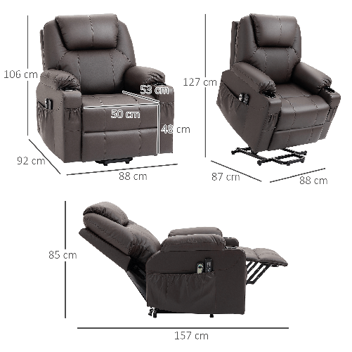HOMCOM-Poltrona-Alzapersona-Reclinabile-fino-a-135°-con-Portabicchieri-Telecomando-e-Poggiapiedi-88x92x106-cm-Marrone