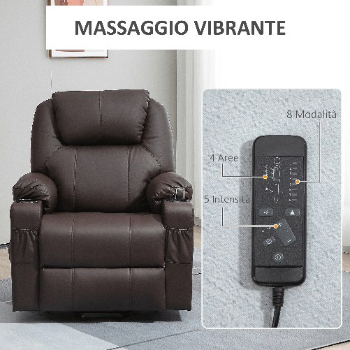 HOMCOM-Poltrona-Alzapersona-Reclinabile-fino-a-135°-con-Portabicchieri-Telecomando-e-Poggiapiedi-88x92x106-cm-Marrone