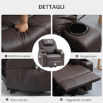 HOMCOM-Poltrona-Alzapersona-Reclinabile-fino-a-135°-con-Portabicchieri-Telecomando-e-Poggiapiedi-88x92x106-cm-Marrone