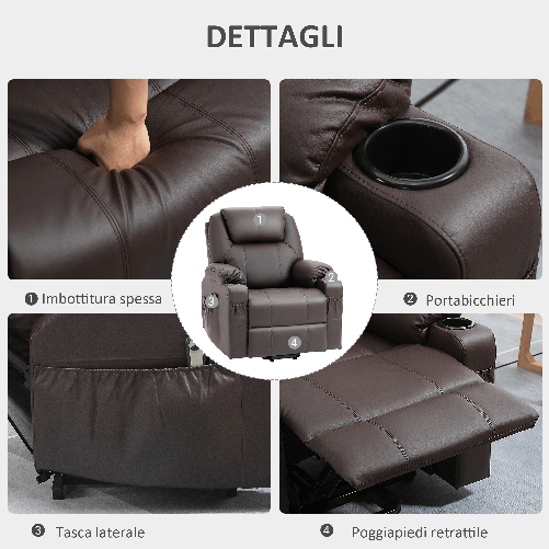 HOMCOM-Poltrona-Alzapersona-Reclinabile-fino-a-135°-con-Portabicchieri-Telecomando-e-Poggiapiedi-88x92x106-cm-Marrone