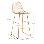 HOMCOM-Set-di-2-Sgabelli-Alti-con-Poggiapiedi-in-Metallo-Oro