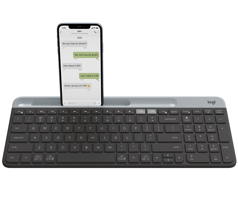 Logitech-Slim-Multi-Device-Wireless-Keyboard-K580-tastiera-RF-senza-fili--Bluetooth-Nordic-Grafite