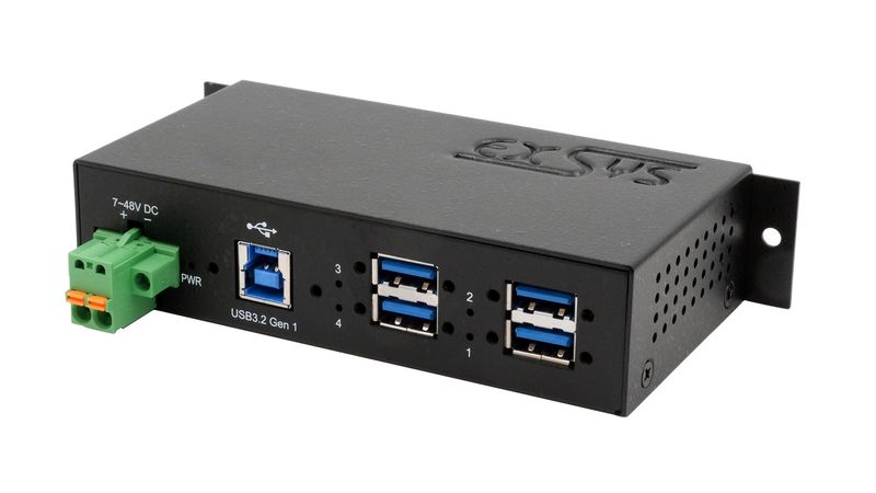 HUB-USB-3.2-Gen1-esterno-a-4-porte-con-cavo-USB-e-kit-guida-Din