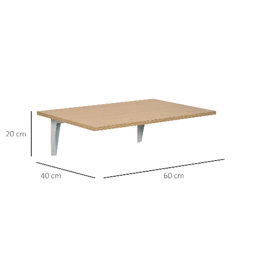 HOMCOM-Tavolino-a-Muro-Pieghevole-Salvaspazio-in-MDF-e-Telaio-in-Metallo-per-Cucina-Salotto-Color-Legno-60x40x20cm