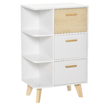 HOMCOM Mobiletto Multiuso con 3 Ripiani Aperti e Cassetti, Mobile per Soggiorno, Cucina, Ufficio in Legno Bianco, 60x40x100cm