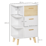 HOMCOM-Mobiletto-Multiuso-con-3-Ripiani-Aperti-e-Cassetti-Mobile-per-Soggiorno-Cucina-Ufficio-in-Legno-Bianco-60x40x100cm