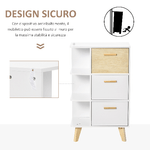 HOMCOM-Mobiletto-Multiuso-con-3-Ripiani-Aperti-e-Cassetti-Mobile-per-Soggiorno-Cucina-Ufficio-in-Legno-Bianco-60x40x100cm