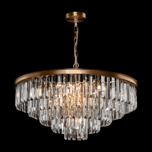 Lampadario-Contemporaneo-Revero-Metallo-Ottone-12-Luci-Diffusori-Vetro