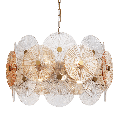 Lampadario-Contemporaneo-Aster-Metallo-Oro-8-Luci-Con-Diffusore-In-Vetro