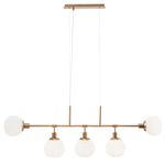 Lampadario-Sospensione-Erich-Metallo-Oro-Rosa-5-Luci-E-Diffusori-Bianchi