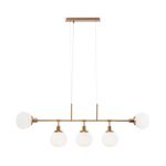 Lampadario-Sospensione-Erich-Metallo-Oro-Rosa-5-Luci-E-Diffusori-Bianchi