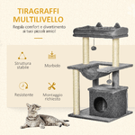 PawHut-Albero-Tiragraffi-con-Corde-Sisal-Casetta-e-Amaca-Rivestimento-Peluche-e-Feltro-Altezza-100cm-Grigio