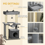 PawHut-Albero-Tiragraffi-con-Corde-Sisal-Casetta-e-Amaca-Rivestimento-Peluche-e-Feltro-Altezza-100cm-Grigio