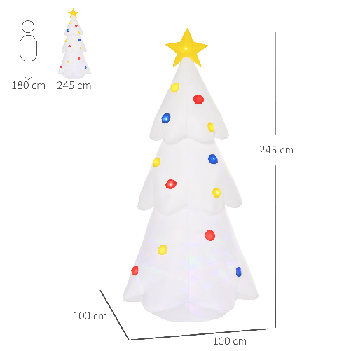 HOMCOM-Albero-di-Natale-Bianco-Gonfiabile-Gigante-e-Impermeabile-con-Luci-a-LED-per-Esterni---Bianco